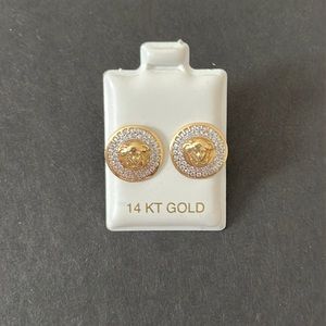 14K GOLD Circle Post Earrings